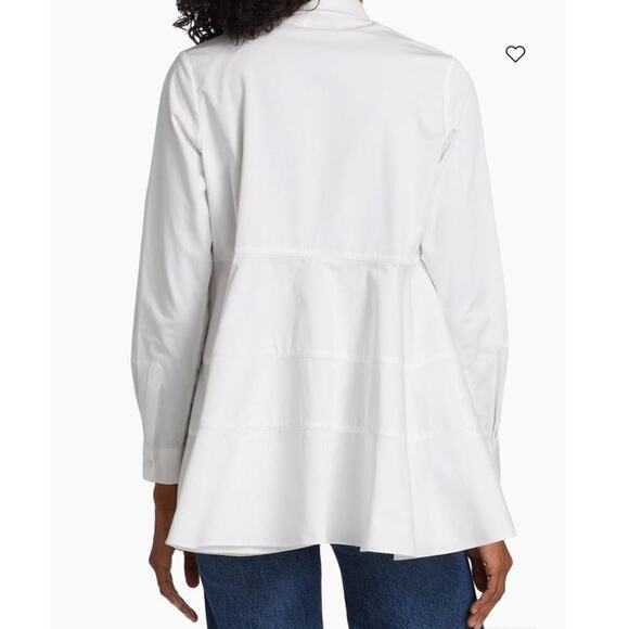 Co Essentials Cotton Peplum Button Down Shirt  White Lagenlook Womens Size XS - Picture 5 of 15